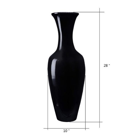 VILLACERA Villacera 83-DEC7041 Handcrafted 28 in. Tall Black Bamboo Decorative Classic Floor Vase for Silk Plants 83-DEC7041